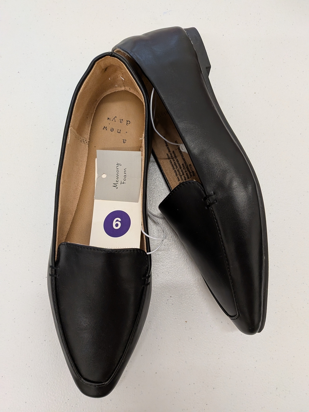A New Day Black Memory Foam Loafers Women’s Size 6 NWT Slip-On Comfort Work Flat